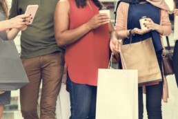 group of diverse people shopping