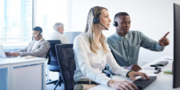 group of call center workers