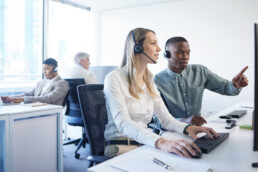 group of call center workers